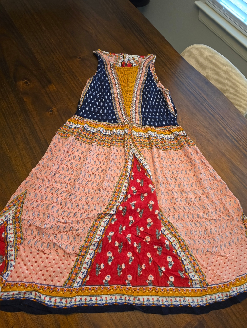 Patrons of Peace Multicolor Boho Print Top in Red, Blue & Orange